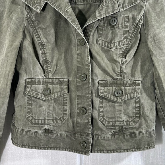 Gap Olive Green Cropped Utility Military Jacket Coat Blazer Size 8 - Picture 3 of 12